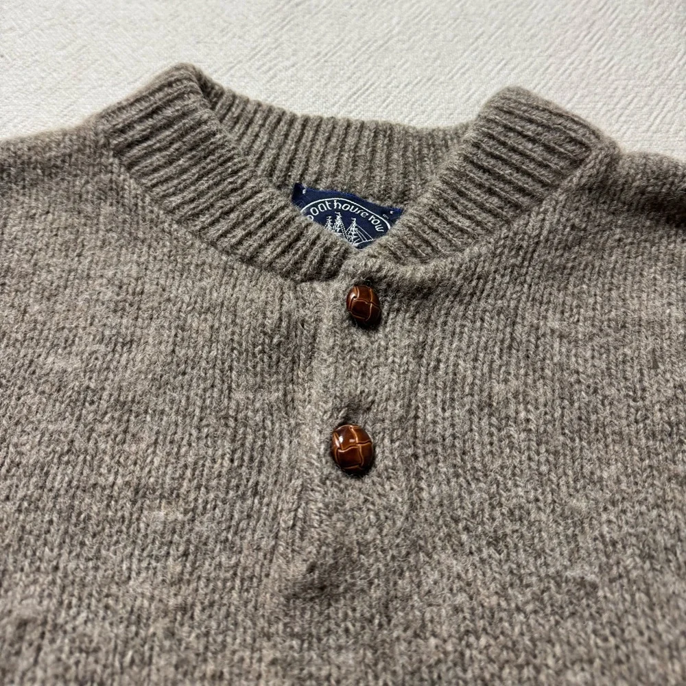 VTG Boathouse Row Made in USA Chunky Knit Wool Henley Sweater M